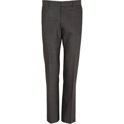 Grey contrast slim suit trousers