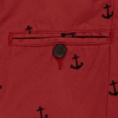 Red anchor embroidered shorts