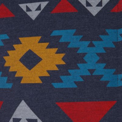 Mens blue aztec hooded onesie