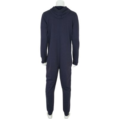 Mens blue aztec hooded onesie