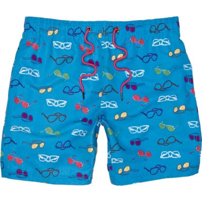 Blue sunglasses print swim shorts