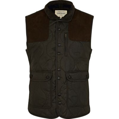 Olive green shoulder patch gilet