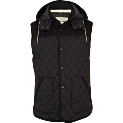 Navy diamond quilted gilet