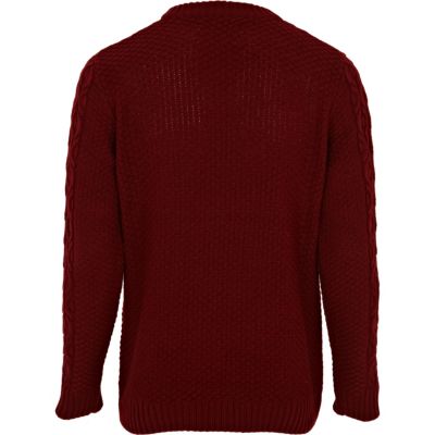 Dark red cable knit jumper