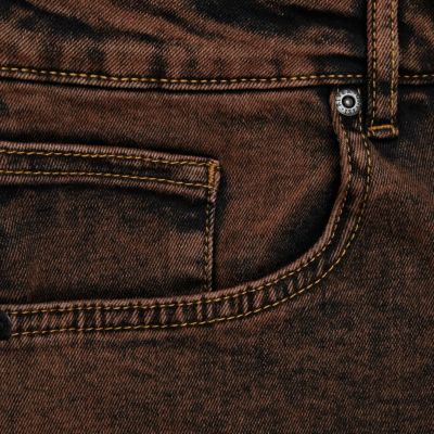 Brown acid wash Sid stretch skinny jeans