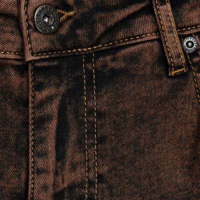Brown acid wash Sid stretch skinny jeans
