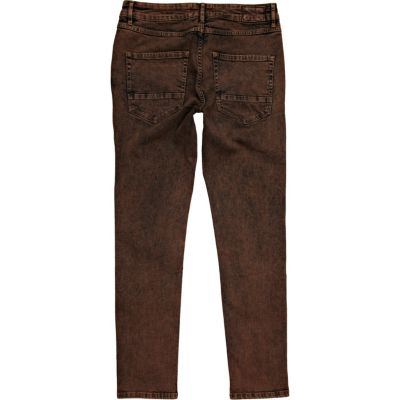Brown acid wash Sid stretch skinny jeans