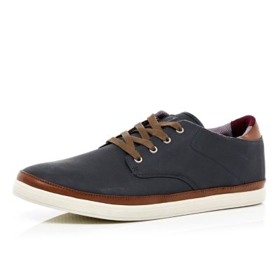 Navy lace up trainers