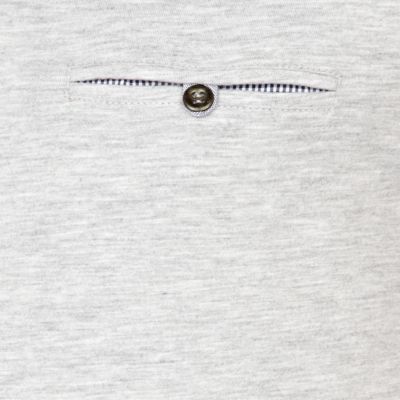 Grey marl notch neck polo shirt