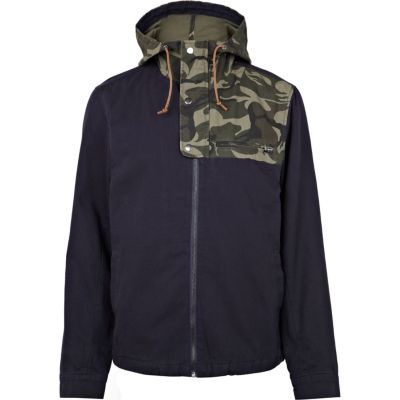 Navy camouflage panel jacket