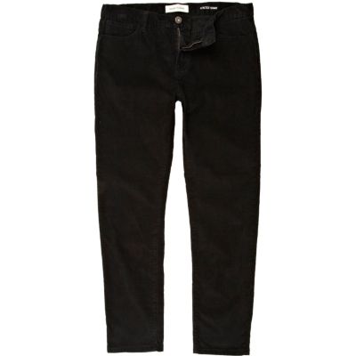Black corduroy stretch skinny trousers