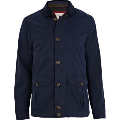 Blue buckle detail casual jacket