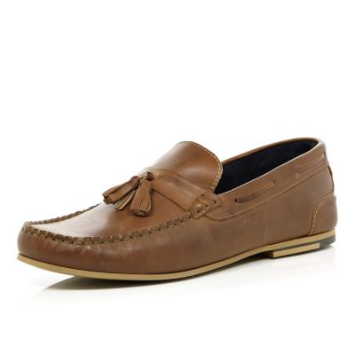 Brown tassel loafers