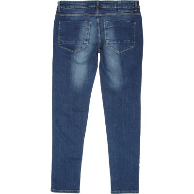 Blue mid wash Sid stretch skinny jeans