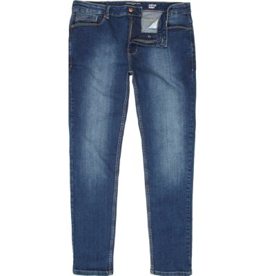 Blue mid wash Sid stretch skinny jeans