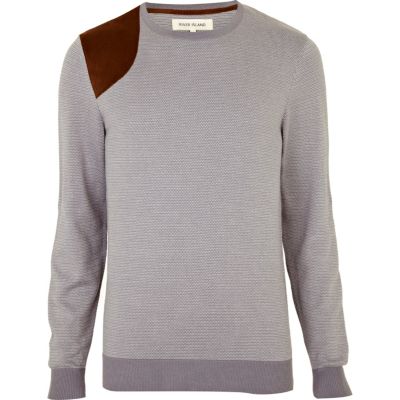 Light grey shoulder patch jumper