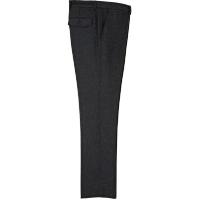 Blue herringbone slim trousers