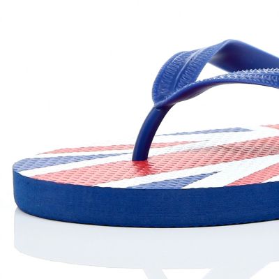 Blue union jack print flip flops