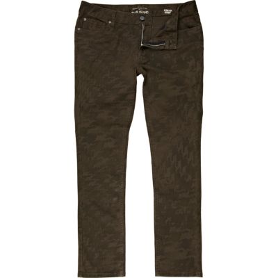 Green camouflage Sid stretch skinny jeans