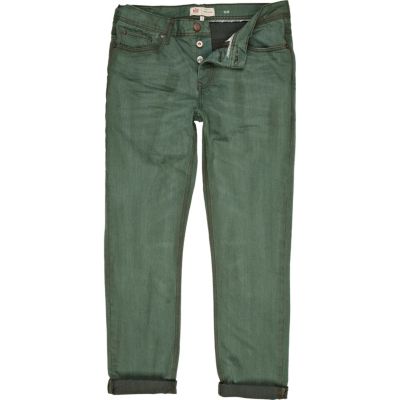 Green denim wash dylan slim jeans