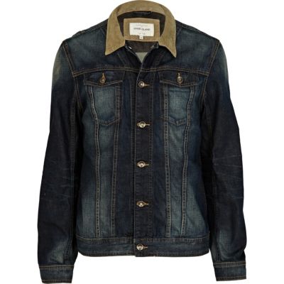 Dark denim wash contrasting collar jacket