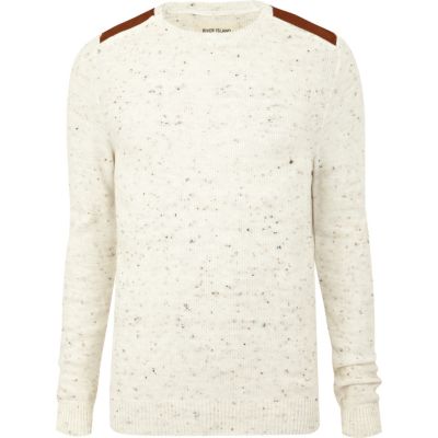 Ecru shoulder patch jumper