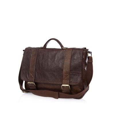Brown contrast buckle satchel