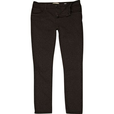 Dark grey leopard print Flynn denim jeans