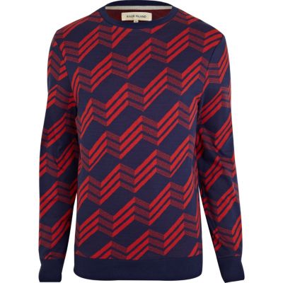 Navy jaquard print jumper