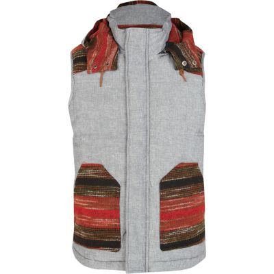 Blue and red pockets and shoulder panel gilet