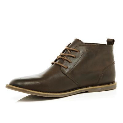 Dark brown lace up ankle boots