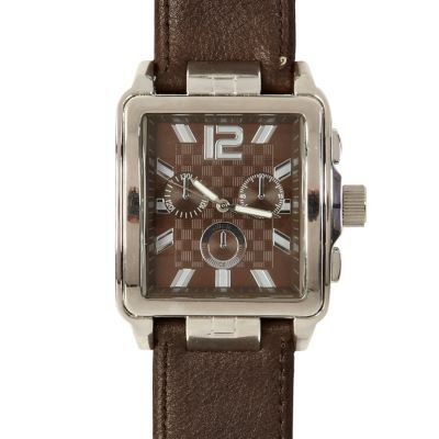 Brown checker face watch