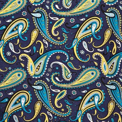 Blue paisley silk pocket handkerchief
