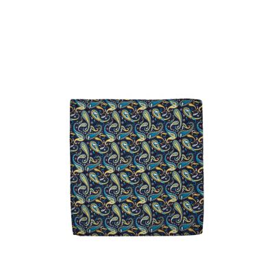Blue paisley silk pocket handkerchief
