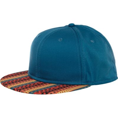 Green Aztec print flatpeak hat
