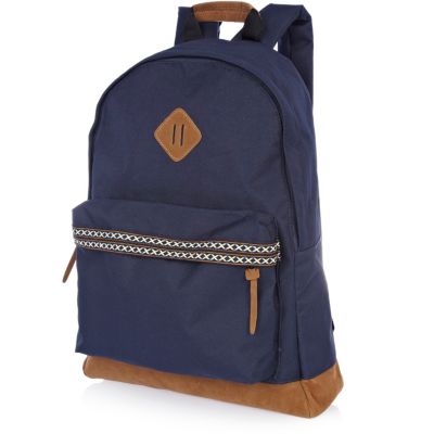 Navy aztec print detail rucksack