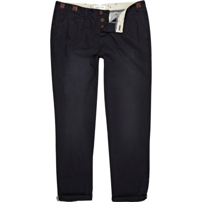 Blue twill slim chinos