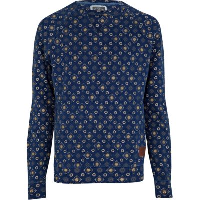 Indigo wash tile print Holloway Road sweat