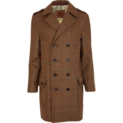 Brown Holloway Road tweed Maxwell coat 