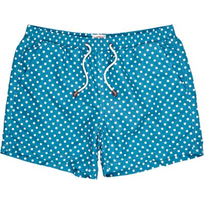 Teal polka dot swim shorts