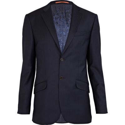 Navy herringbone Life Of Tailor suit jacket