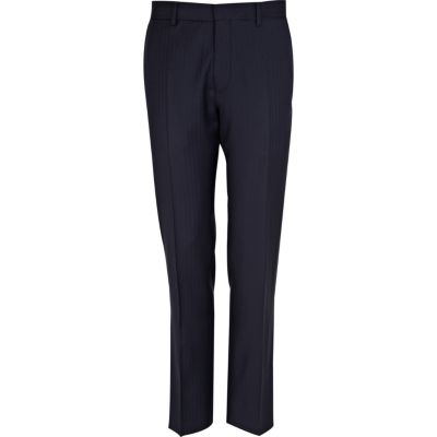 Navy herringbone Life Of Tailor suit trousers