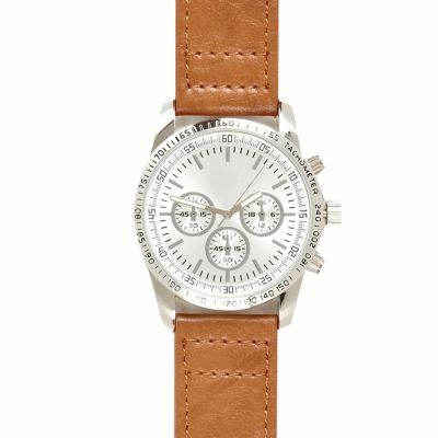 Light brown round face watch
