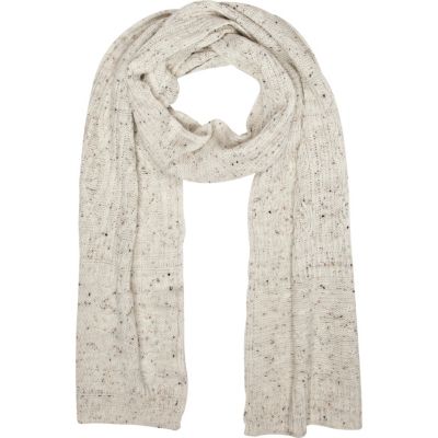 Ecru mixed cable knit scarf