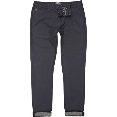 Blue Holloway Road contrast turn up chinos