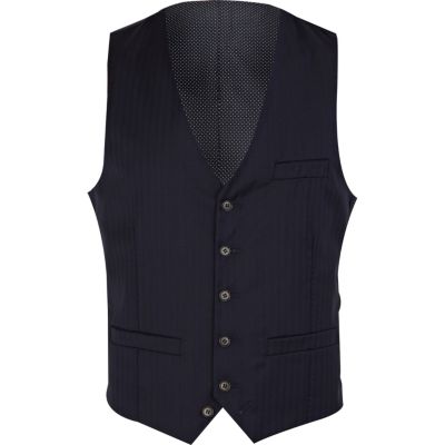 Navy life of tailor herringbone waistcoat