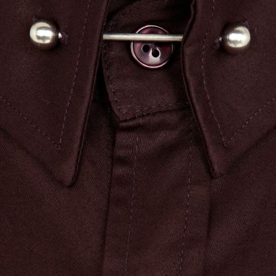 Red tie pin collar shirt