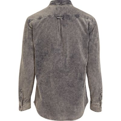 Grey acid wash corduroy shirt