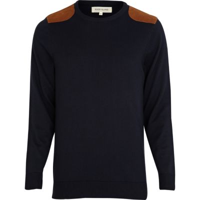 Navy shoulder patch detail jumper