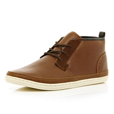 Brown leather look mid tops 